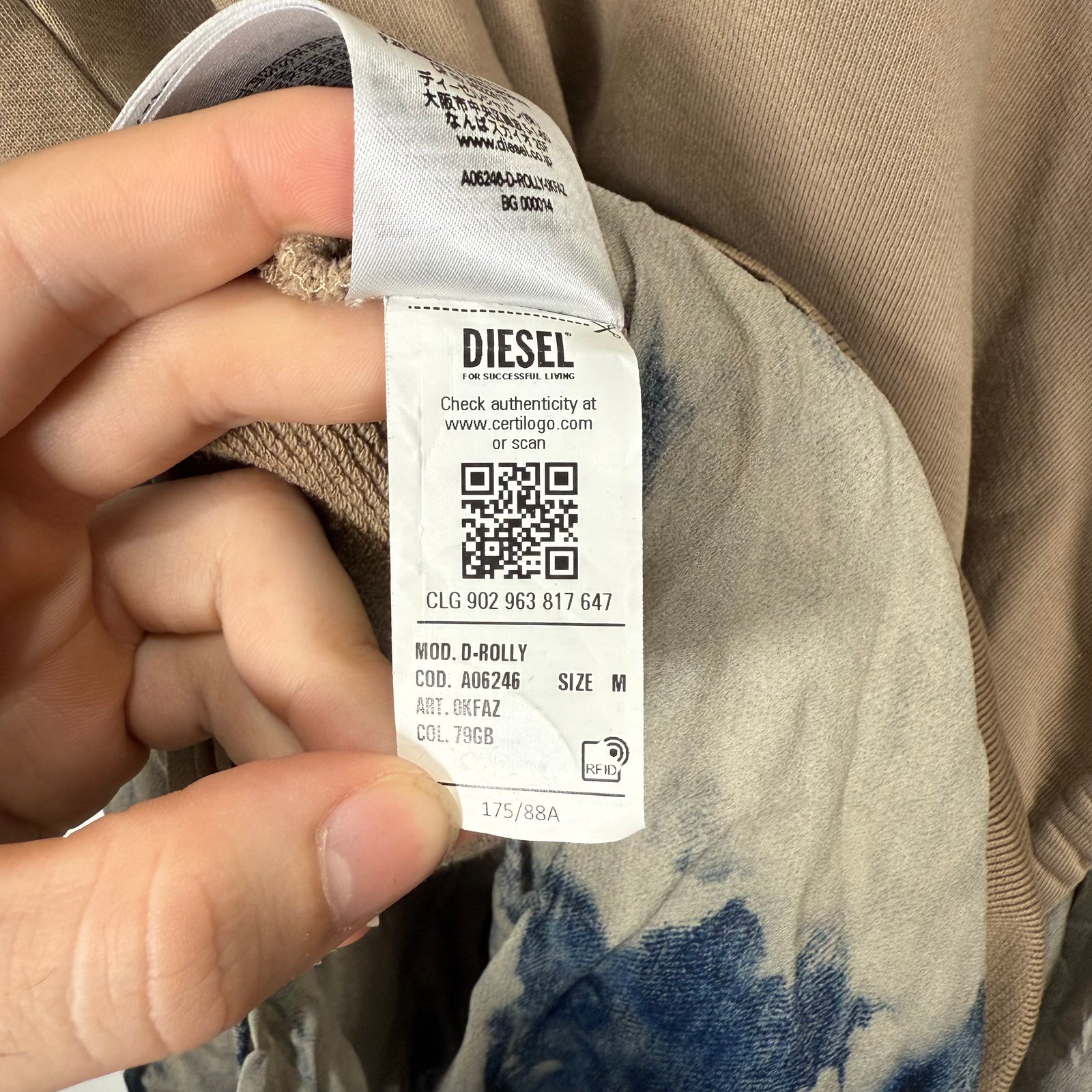 Diesel Beige Cinched Crewneck Size M