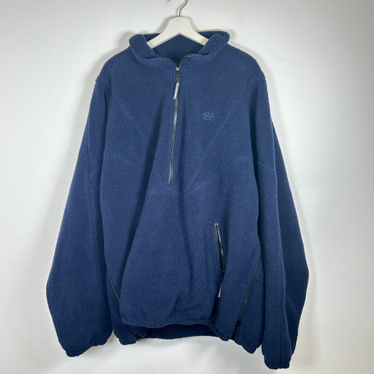 Balenciaga Navy Sherpa Half Zip Jacket Size 54