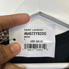 Saint Laurent Paris Black Basic Logo T-Shirt Size L