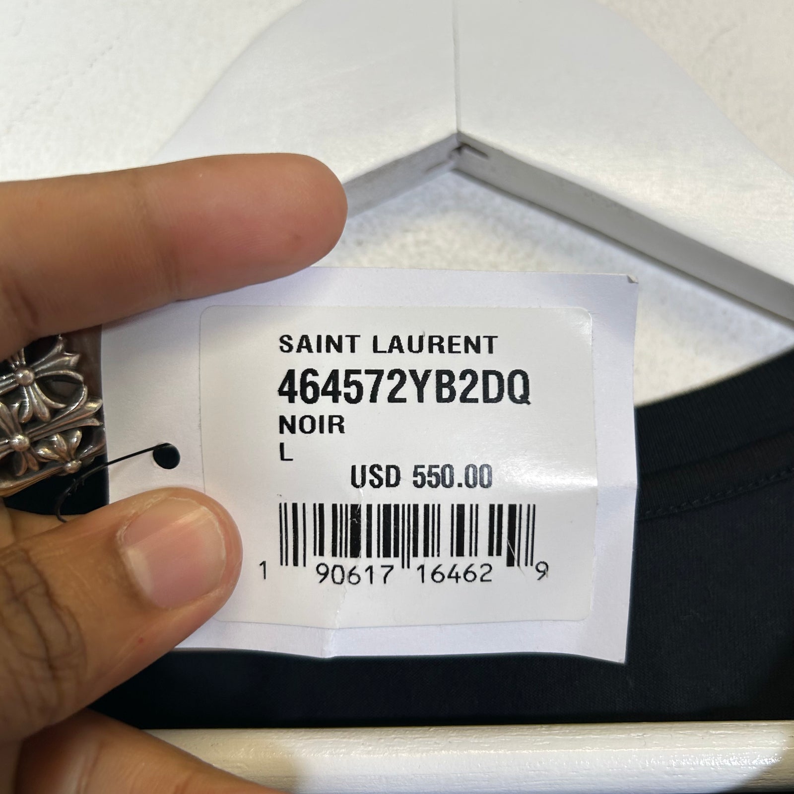 Saint Laurent Paris Black Basic Logo T-Shirt Size L