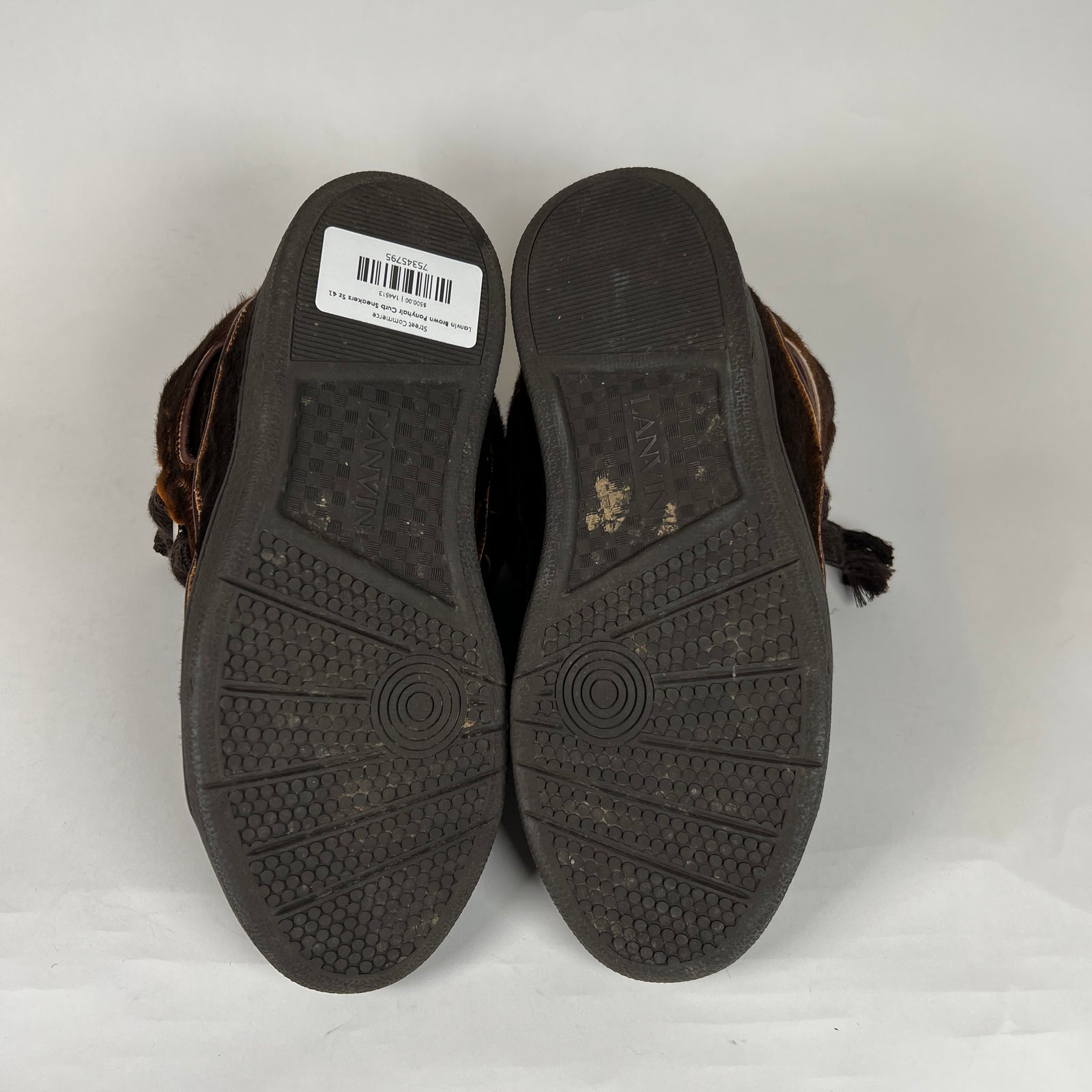Lanvin Brown Ponyhair Curb Sneakers Sz 41