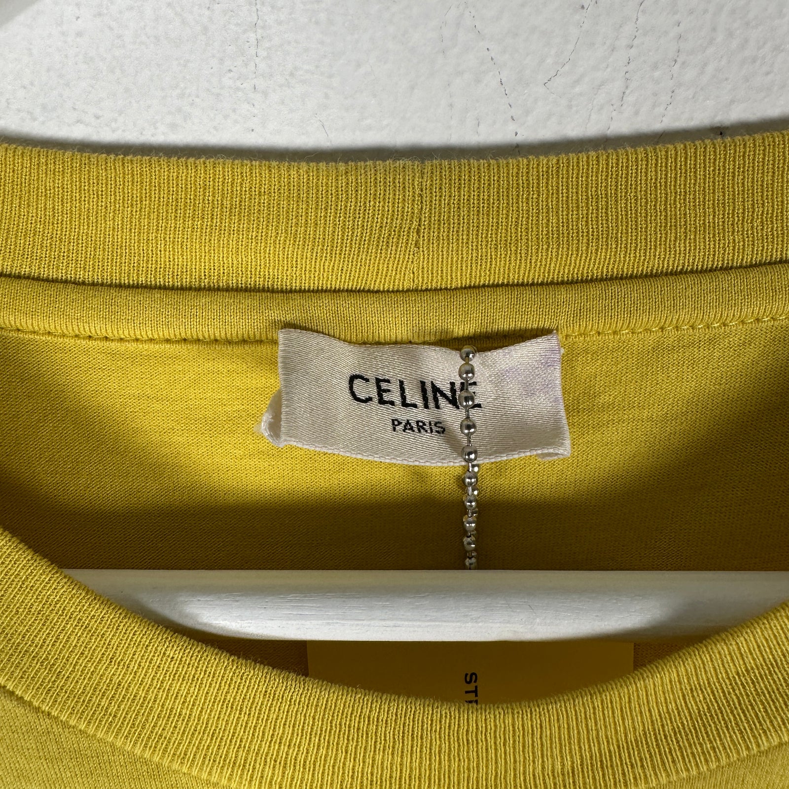 Celine Yellow/Black Logo T-Shirt Size S