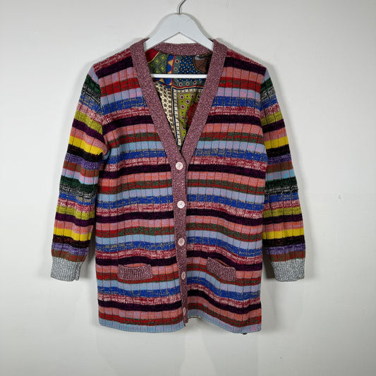 Gucci Reversibl Lurex Knit & Silk Cardigan Size M