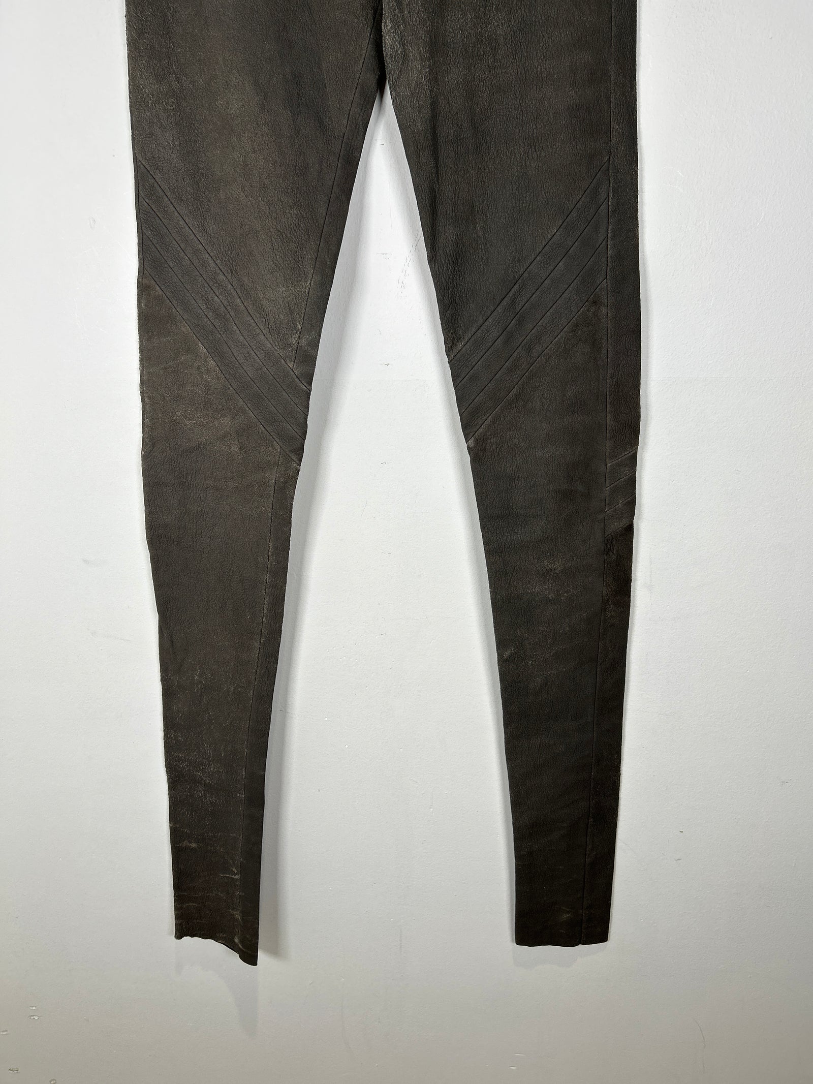 Rick Owens FW11 Limo Dust Blistered Leather Biker Leggings