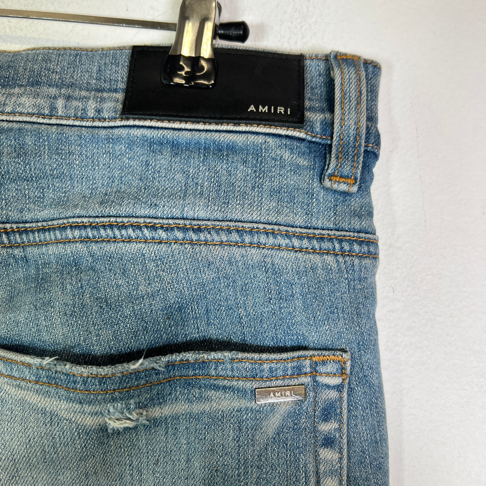 Amiri Clay Indigo Core Logo Camo Applique Jeans