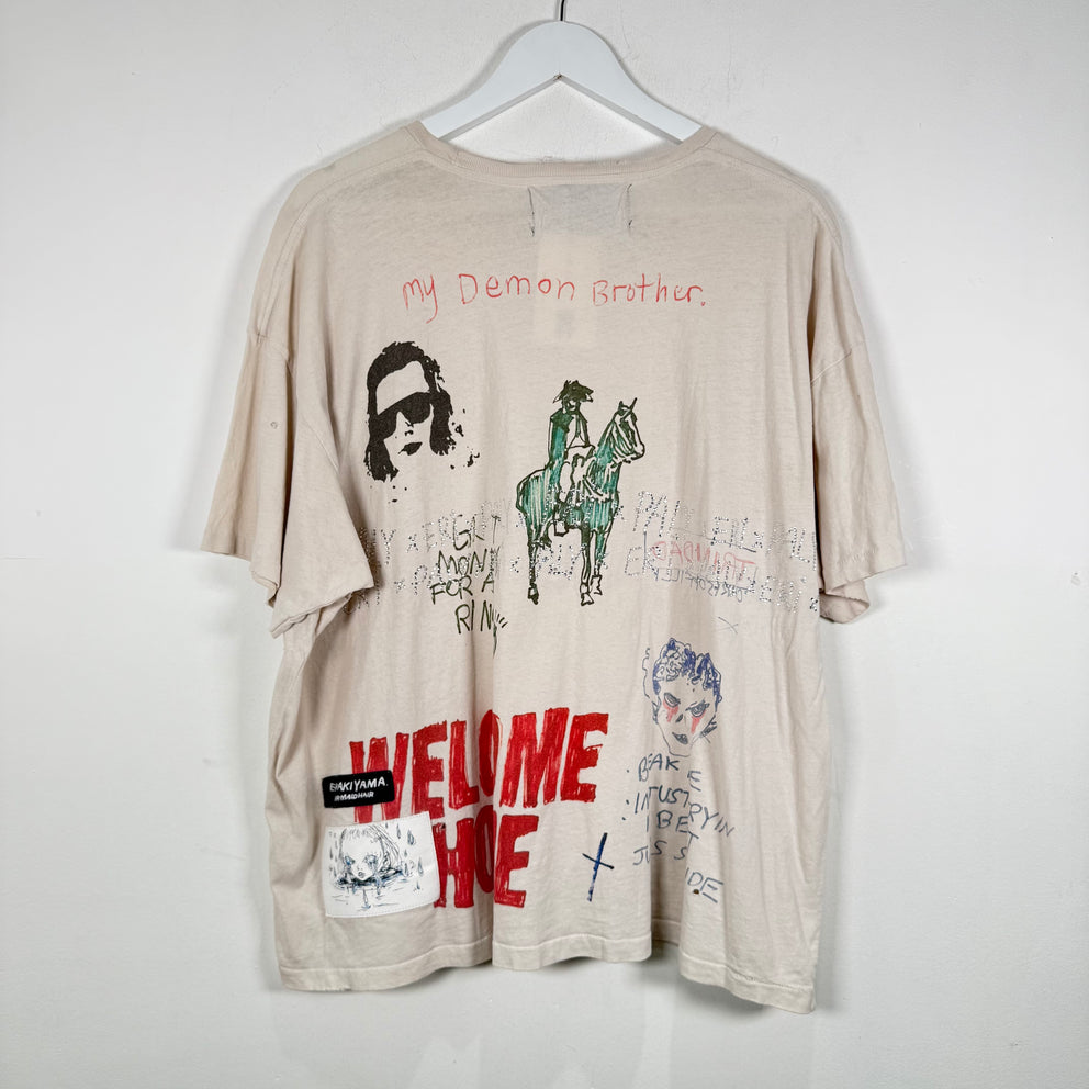 Paly x Eri Wakiyama 'Bad Luck' Distressed Graphic T-Shirt Size L