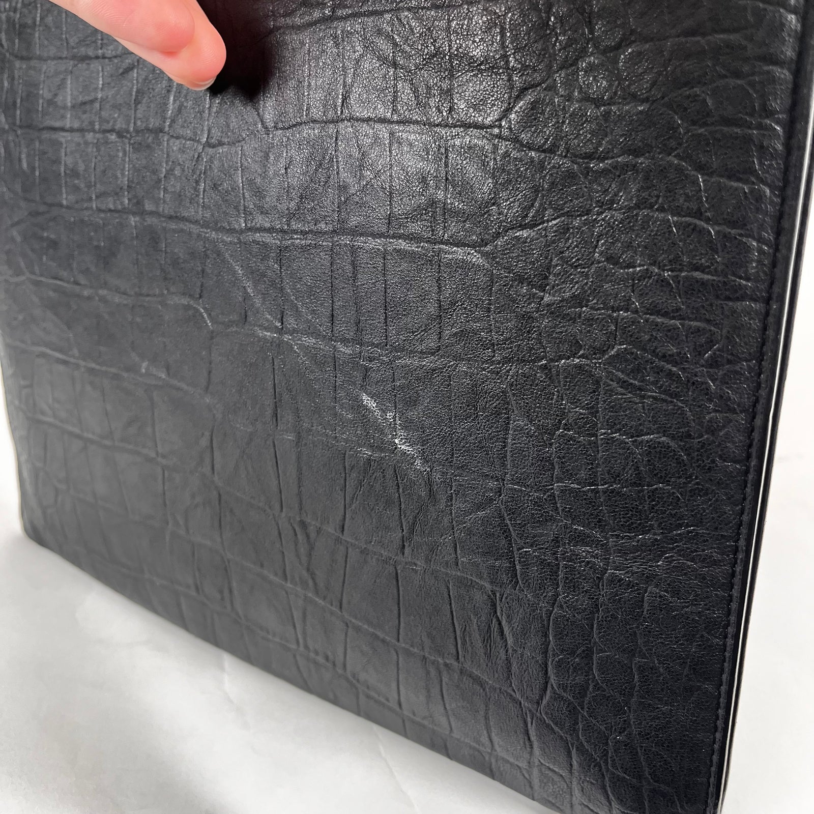 Saint Laurent Croc-Embossed Zipped Pouch