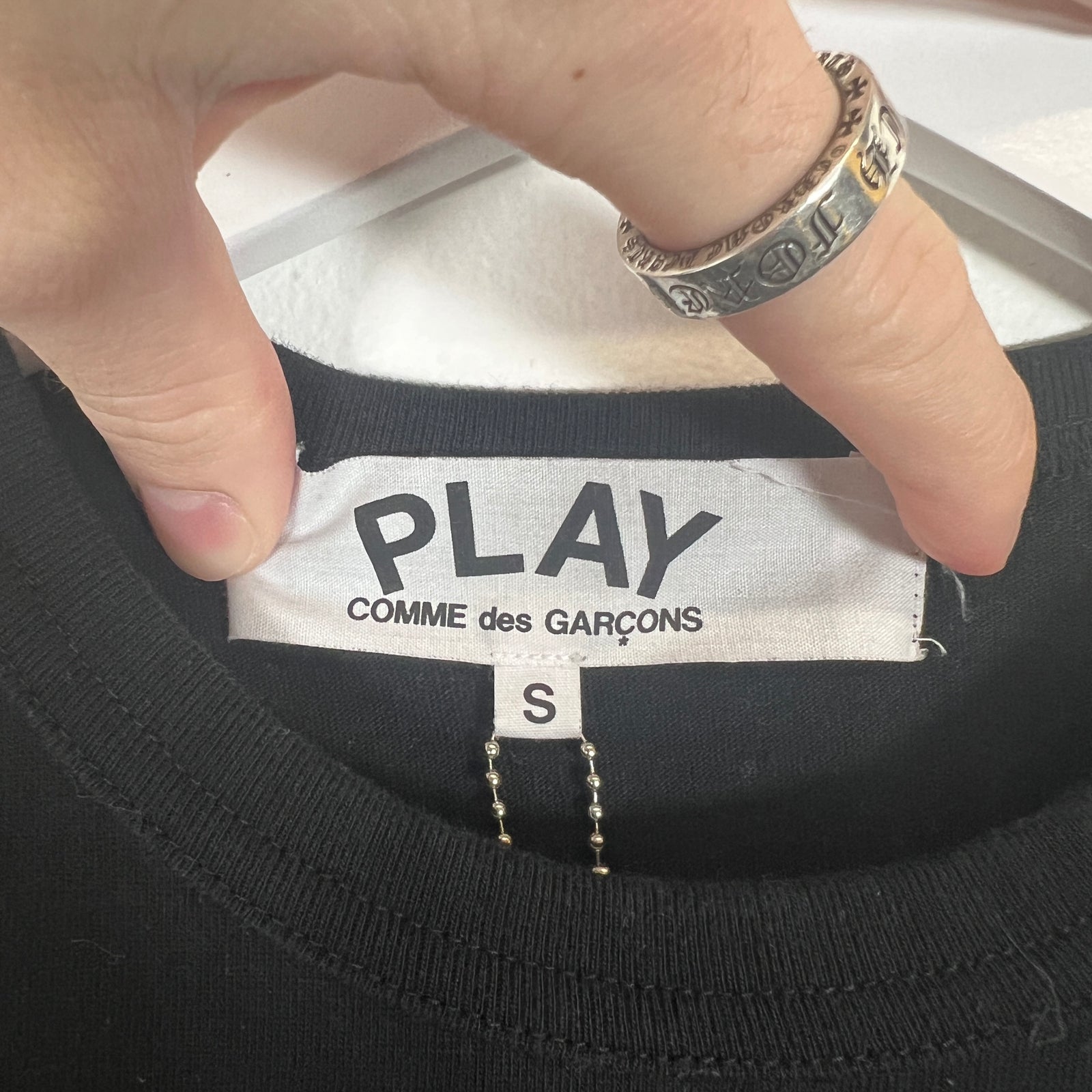 CDG Play Black Heart Logo Tee Sz S