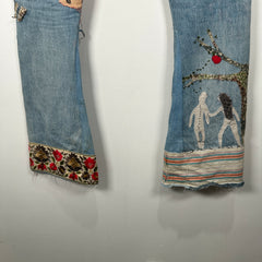 Kapital Hippie Flare Patchwork Jeans Size 32