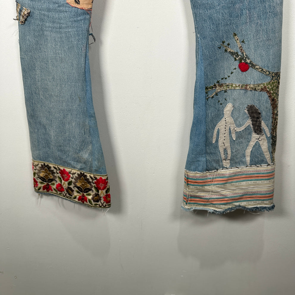 Kapital Hippie Flare Patchwork Jeans Size 32