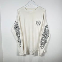 Chrome Las Vegas Horseshoe Floral Graphic White Longsleeve Size L