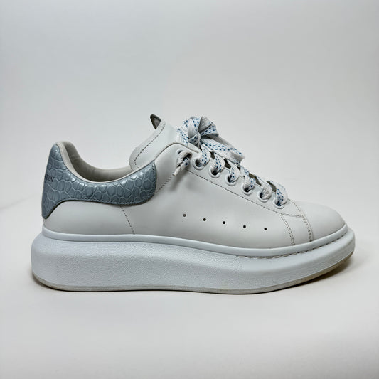 Alexander McQueen White/Blue Croc Embossed Sneaker Size 42