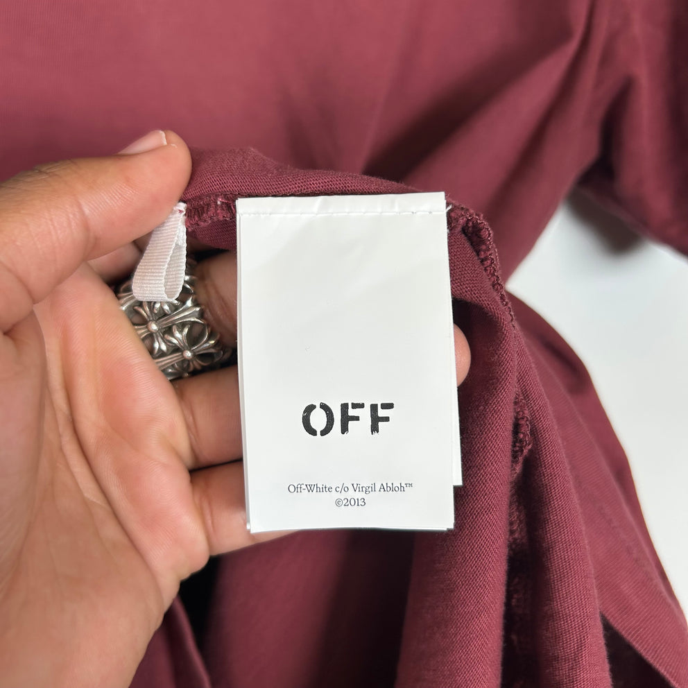 Off-White Burgundy Logo T-Shirt Size L