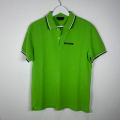 Prada Neon Green Block Logo Polo Shirt Size L