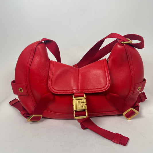 Balmain SS22 Red Calfskin Small Major Shoulder Bag