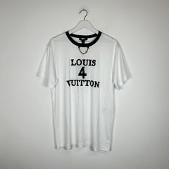Louis Vuitton White Louis 4 Vuitton Logo Tee Size L