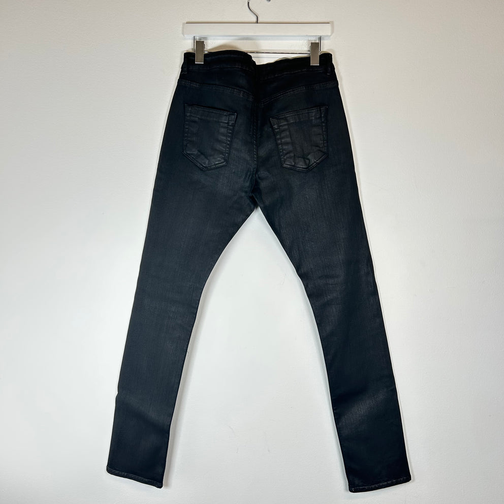 Rick Owens Drkshdw Black Waxed Detroit Cut Jeans Size 32