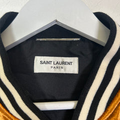 Saint Laurent Paris Liquid Gold Velvet Bomber Jacket Size 56