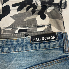 Balenciaga Double Waist Snow Camo Denim Jeans Size M