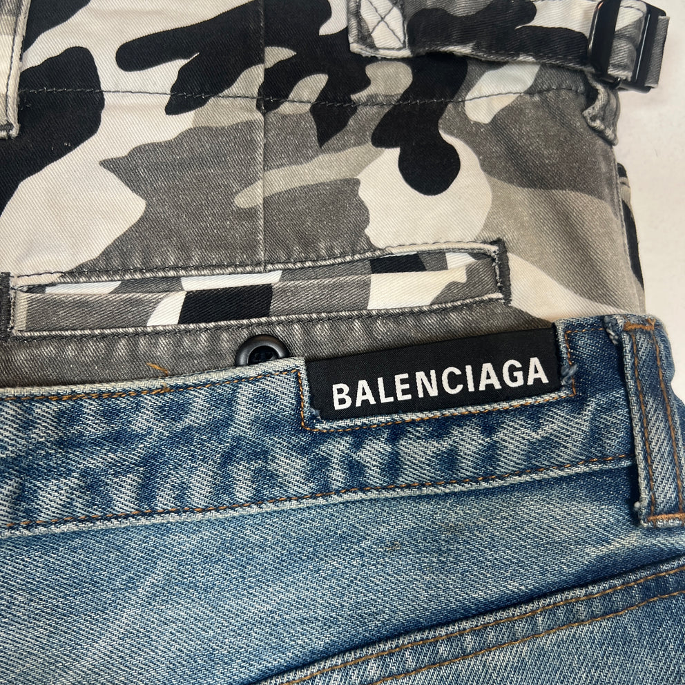 Balenciaga Double Waist Snow Camo Denim Jeans Size M