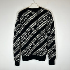 Givenchy Black/White Chain Jacquard Knit Wool Sweater Size S