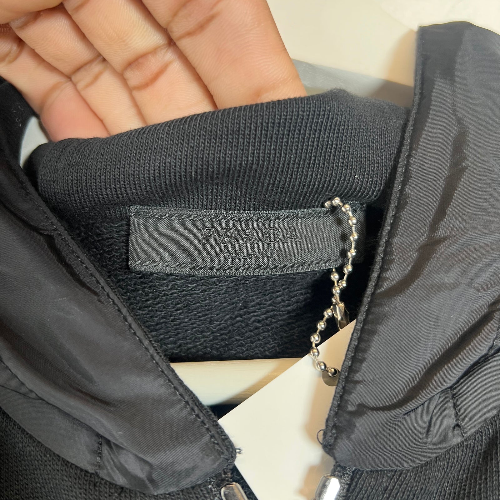 Prada Black AW18 Nylon Plated Zip-Up Hoodie Size M