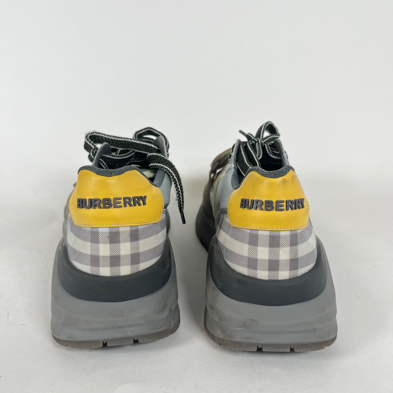 Burberry Grey/Yellow Ramsey Sneakers Size 44