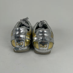 Dolce Gabbana Silver/Gold Cleat Style Low Top Sneaker Size 44