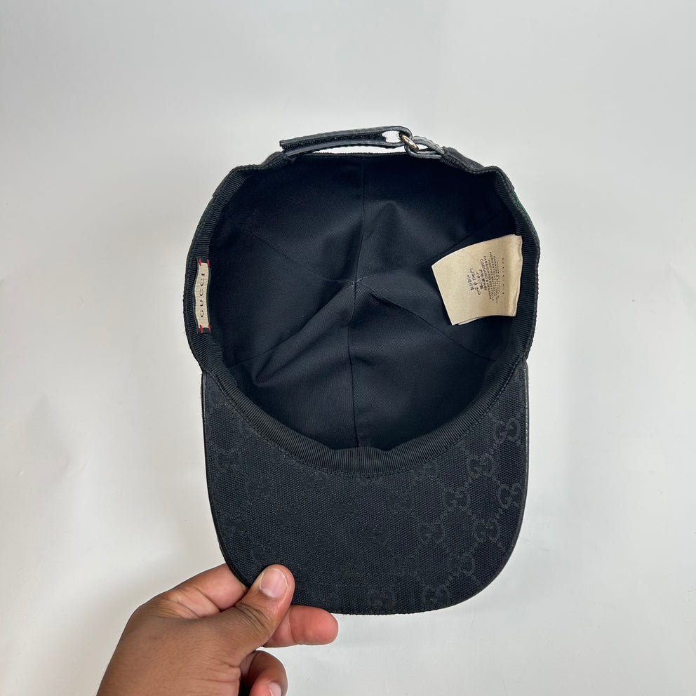 Gucci Black GG Monogram Canvas Cap Size M