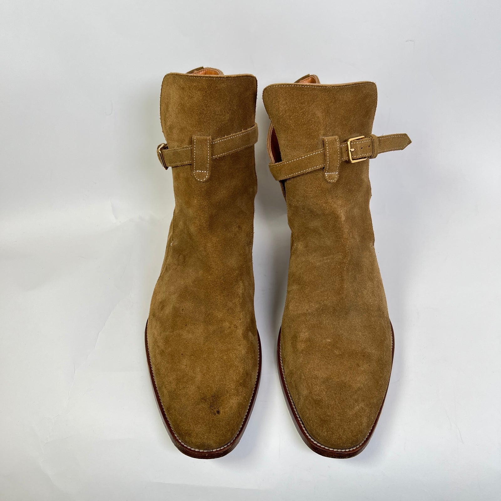 Saint Laurent Tan Suede Western Zip Up Boot Size 45