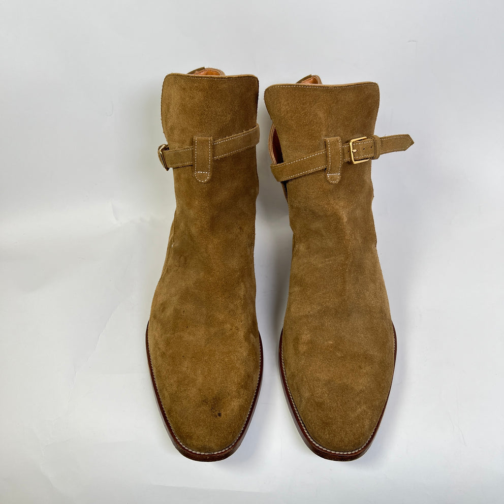Saint Laurent Tan Suede Western Zip Up Boot Size 45