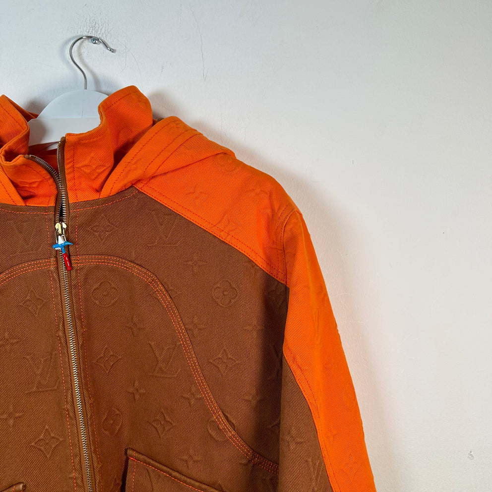 Louis Vuitton Monogram Orange Carpenter Hooded Jacket Size 46