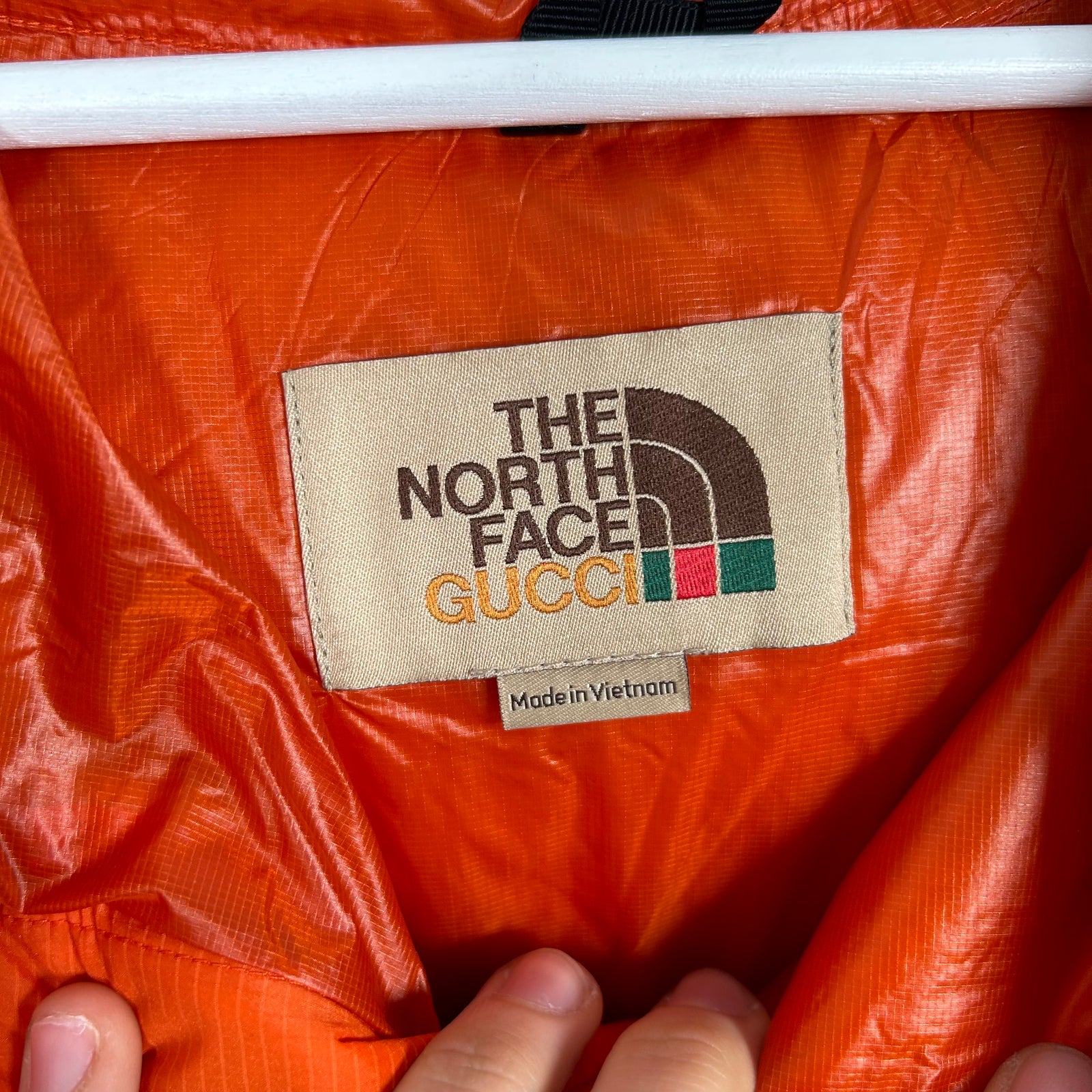 Gucci x The North Face Orange Graphic 1/2 Zip Anorak Puffer Jacket Size XL
