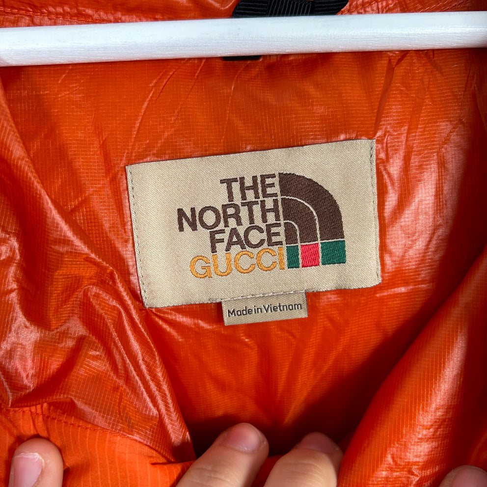 Gucci x The North Face Orange Graphic 1/2 Zip Anorak Puffer Jacket Size XL
