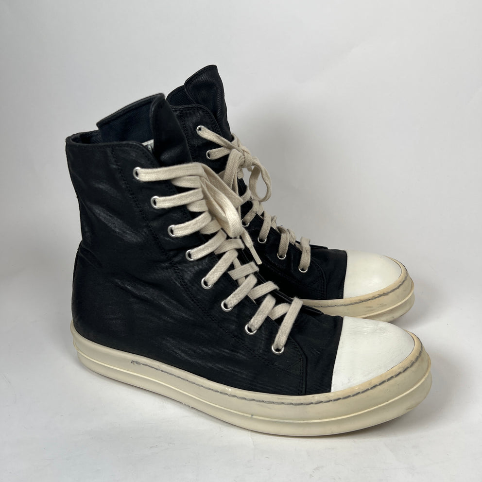 Rick Owens Drkshdw Black Waxed High-Top Ramones Size 42