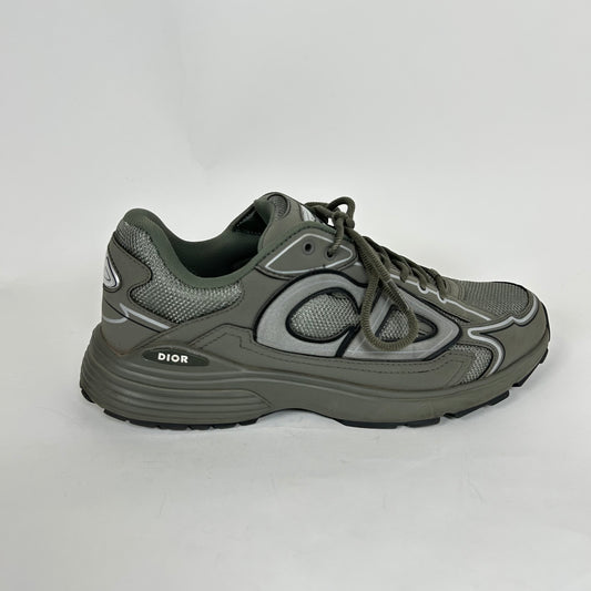 Dior B30 Khaki Green Microfiber Mesh Sneaker Size 42