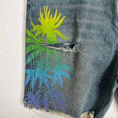 Amiri Palm Trees Lightwash Denim Shorts