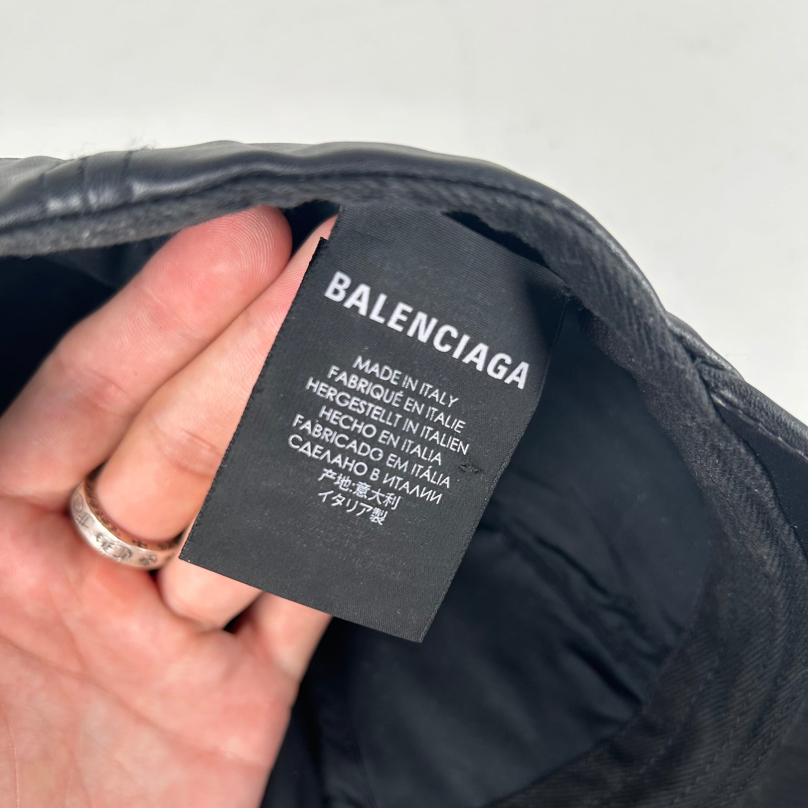 Balenciaga Leather Logo Visor Rim Cap Hat Size L
