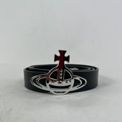Vivienne Westwood Silver Orb Leather Belt