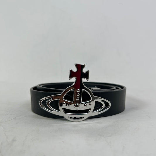 Vivienne Westwood Silver Orb Leather Belt