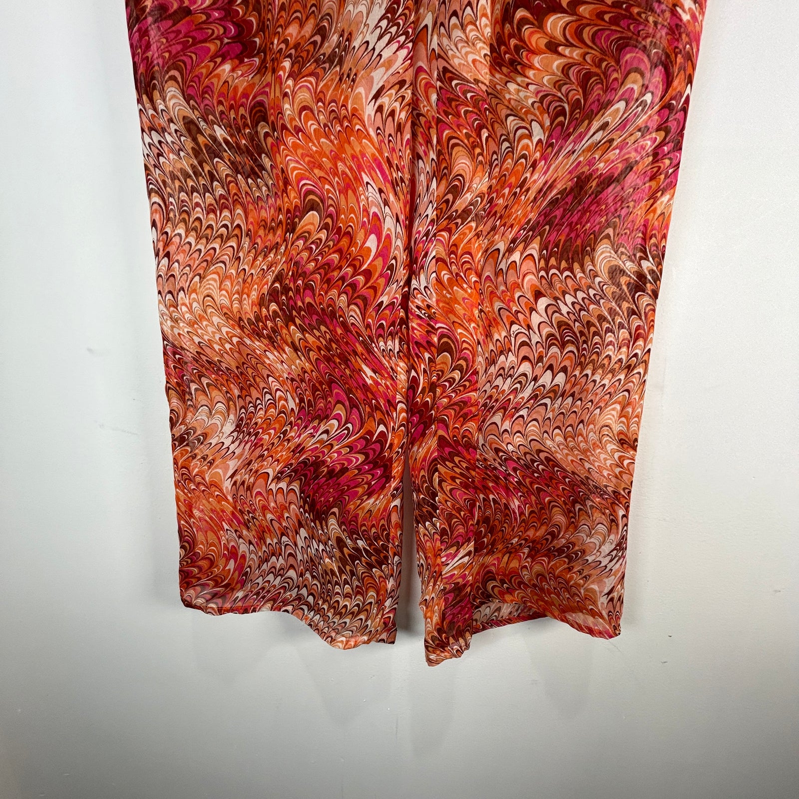 Celine SS03 Swirl Print Sheer Silk Pants Size M