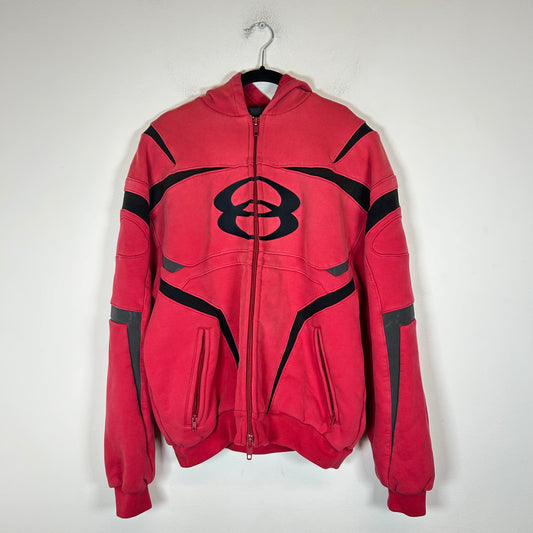 Balenciaga Red Unity Sports Icon Biker Panelled Zip-Up Hoodie Size 1