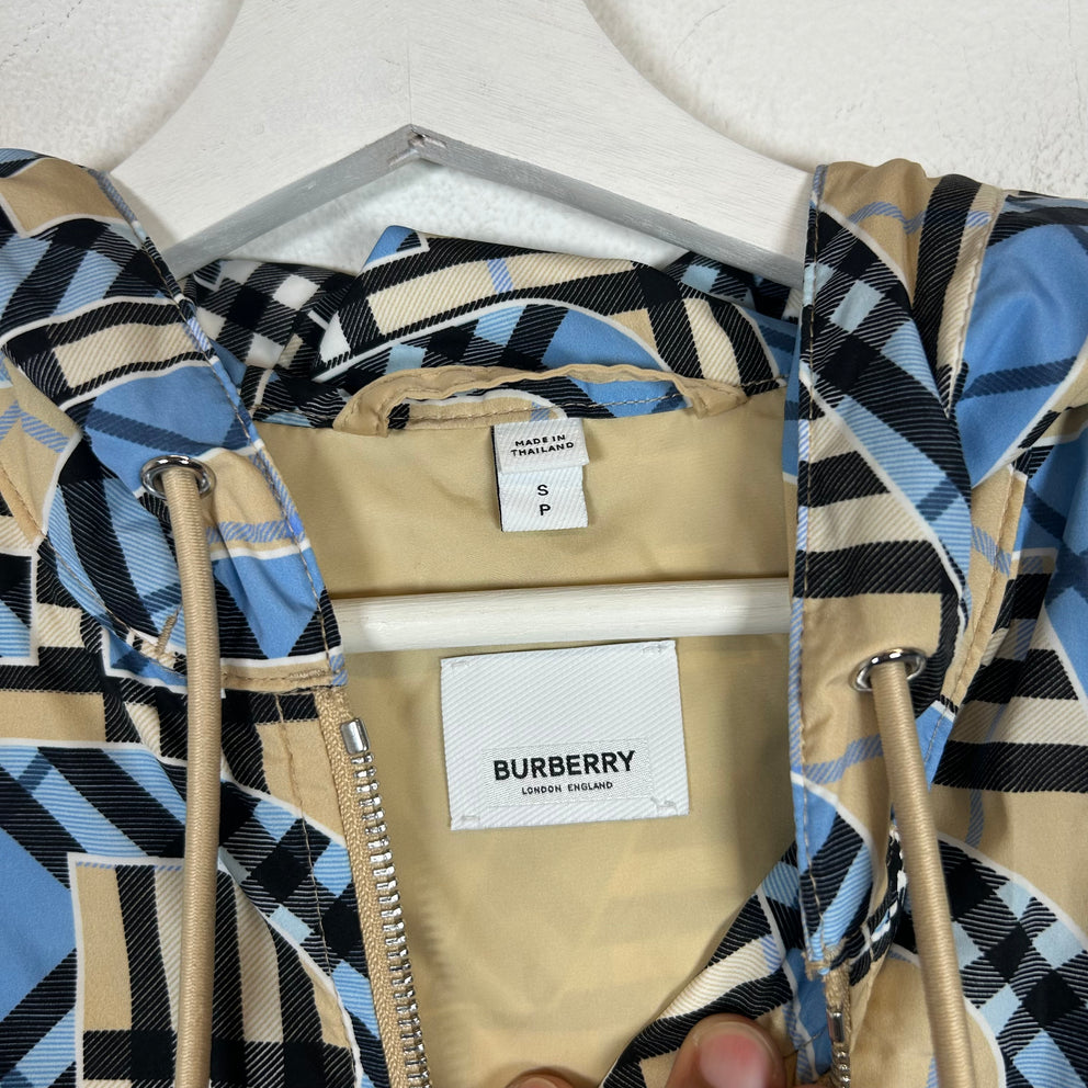 Burberry Blue Vintage Check Nylon Windbreaker Size S