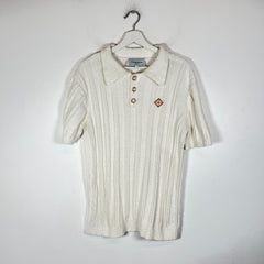Casablanca White Knit Logo Polo Size M