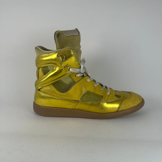 Maison Margiela Yellow Metallic Future High-Top Sneakers Size 10