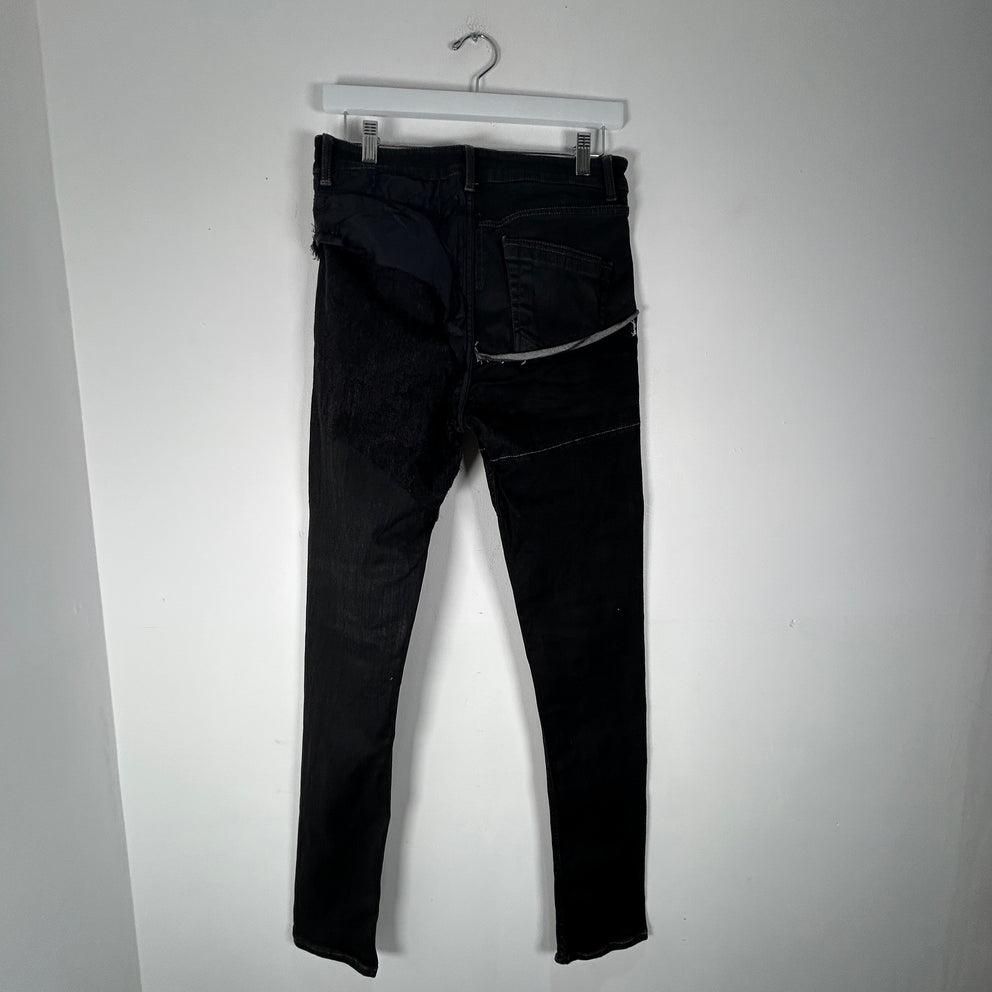 Rick Owens Triple Black Patchwork Tyrone Jeans Size 31