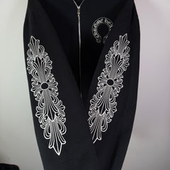 Chrome Hearts Horseshoe Floral Cross Zip-Up Hoodie
