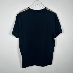 Burberry Black Plaid Shoulder T-Shirt Size XL