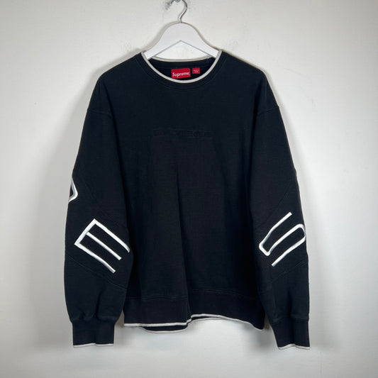 Supreme Black Stretch Logo Crewneck Size L