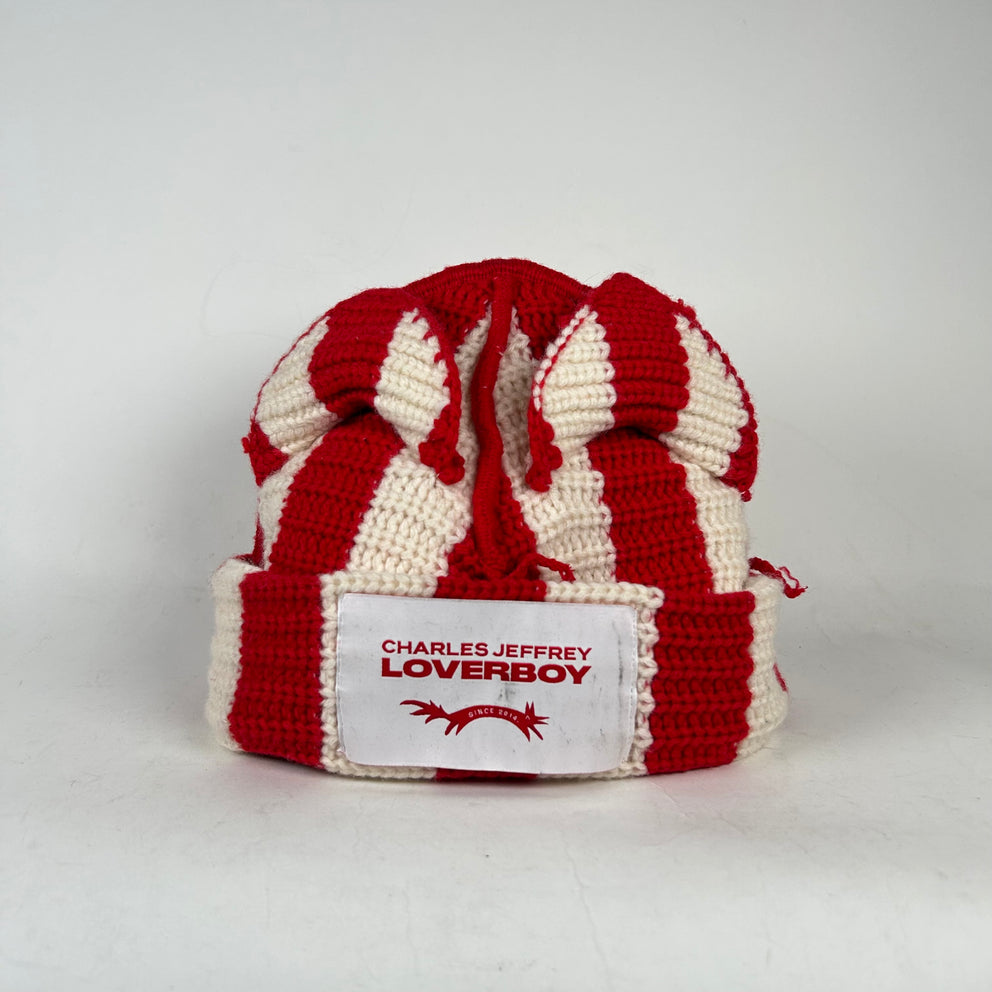 Charles Jeffrey Loverboy Red Striped Ears Beanie